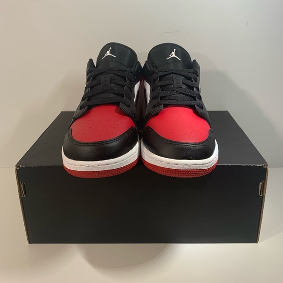 🔴⚫[NEW] AIR JORDAN 1 LOW BRED TOE (2021) GRADE SCHOOL SHOES SIZE 7Y SNEAKERS⚫🔴 - Picture 5 of 7
